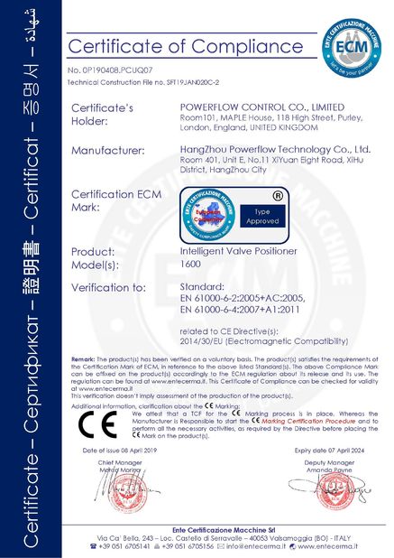 China POWERFLOW CONTROL CO,. LTD. Certificaciones